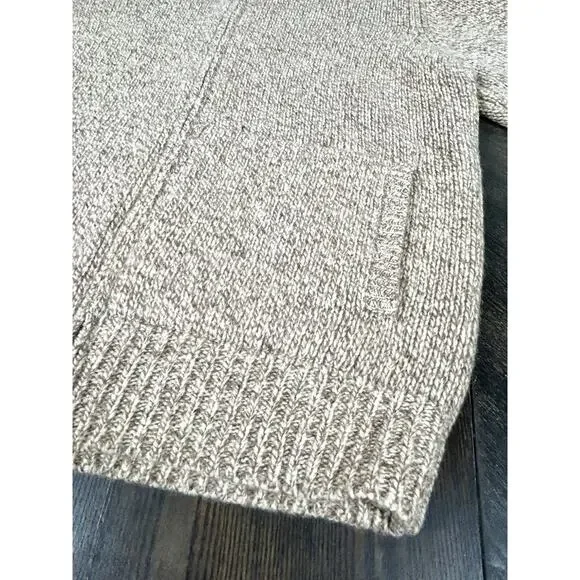 L.L Bean Men's M Heavyweight 100% Lambs Wool Sweater Jacket Beige Oatmeal - Picture 4 of 11